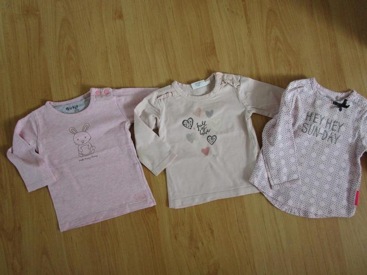Noppies + Feetje + Dirkje - drie shirts maat 68, Kinderen en Baby's, Babykleding | Maat 68, Zo goed als nieuw, Meisje, Shirtje of Longsleeve