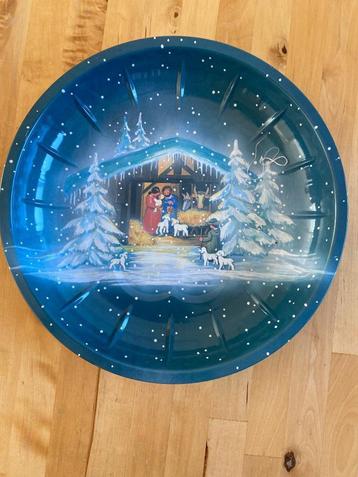 Vintage metalen Kerst Bord Kerststal uit West Germany zgan! beschikbaar voor biedingen