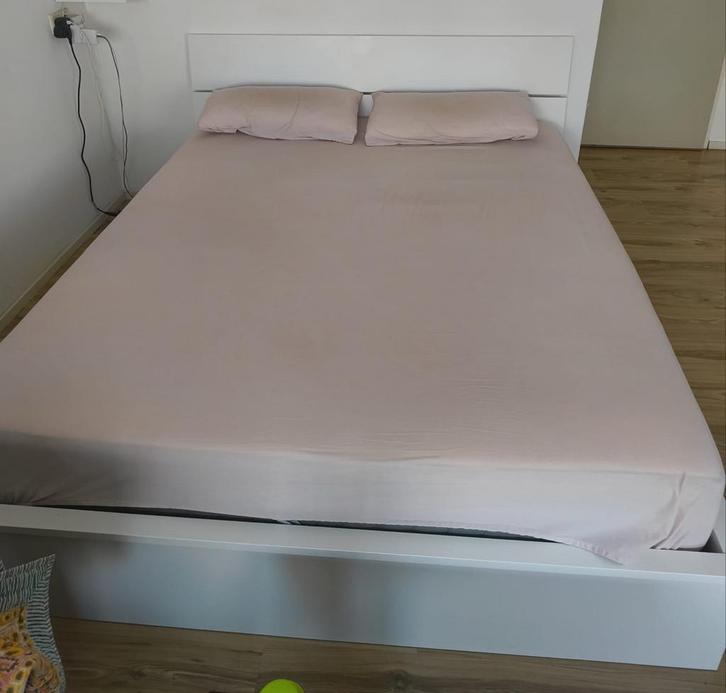 IKEA Herdla Opbergbed, Huis en Inrichting, Slaapkamer | Bedden, Gebruikt, Tweepersoons, 160 cm, 200 cm, Hout, Wit, Ophalen of Verzenden