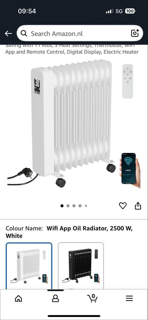 Olie Radiator 2500W - Wifi, App & Afstandsbediening, Huis en Inrichting, Kachels, Nieuw, Vrijstaand, Oliekachel, Elektrisch, Ophalen of Verzenden