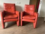 2 stuks bruin oranje fauteuils, Ophalen, Zo goed als nieuw, 75 tot 100 cm