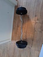 EZ Stang met 30kg Halterschijven, Sport en Fitness, Fitnessmaterialen, Ophalen of Verzenden, Gebruikt, Armen, Halterstangen