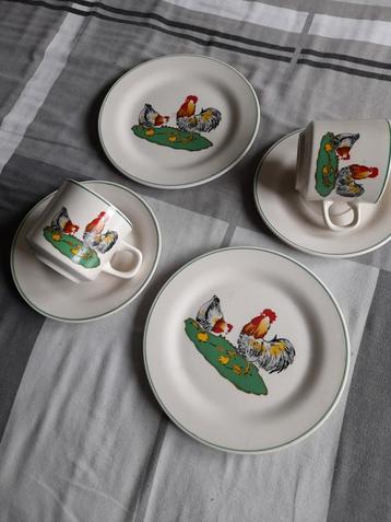 Kinderservies - 2x Ontbijtsetje Kippen. Stevig en mooi. beschikbaar voor biedingen