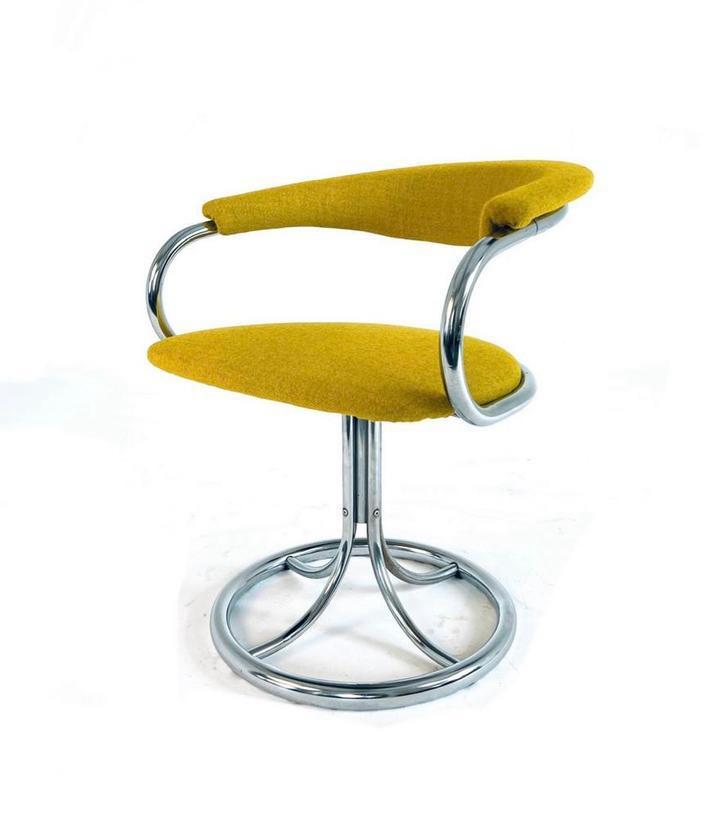 Vintage Italiaanse buisframe draaistoel ‘80, Huis en Inrichting, Stoelen, Zo goed als nieuw, Eén, Metaal, Stof, Grijs, Ophalen of Verzenden