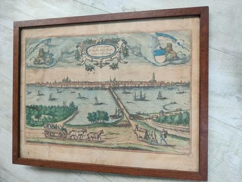 Originele Kopergravure Kampen 1580 Braun en Hogenberg, Antiek en Kunst, Kunst | Etsen en Gravures, Ophalen of Verzenden