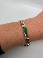 J351 Prachtige zilveren armband met jade, Sieraden, Tassen en Uiterlijk, Antieke sieraden, Met edelsteen, Armband, Ophalen of Verzenden