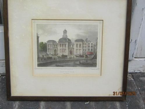 Beurs te Rotterdam, Mooie ged ingekl Staalgravure JM KOLB 18, Antiek en Kunst, Kunst | Etsen en Gravures, Ophalen of Verzenden