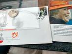 munt in dagstempeling envelop zilveren regeringjubileum 2005, Ophalen of Verzenden, Koningin Beatrix, Euro's, Zilver