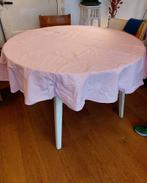 Vintage rond roze tafelkleed katoen diameter 166 cm, Huis en Inrichting, Tafelkleden, Ophalen, Gebruikt, Rond, Binnen