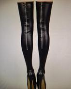 wetlook kousen met rits, Kleding | Dames, Ondergoed en Lingerie, Verzenden, Zwart, Overige typen