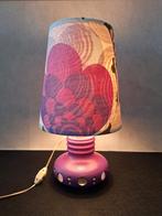 Retro vintage tafellamp, paarse aardewerk voet, jaren 70, Minder dan 50 cm, Overige materialen, Gebruikt, Ophalen of Verzenden