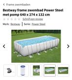 Bestway frame zwembad Power Steel met pomp 640 x 274 x 132cm, Tuin en Terras, Zwembaden, 200 tot 300 cm, Zo goed als nieuw, Rechthoekig