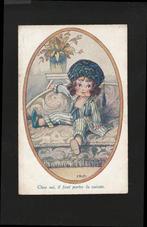 Ansicht jonge dame op de bank B17-30, Ophalen of Verzenden, Voor 1920, Gelopen, Overige thema's