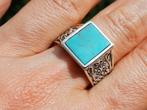 Vanoli 925 zilveren heren ring met turquoise maat 19, Sieraden, Tassen en Uiterlijk, Ringen, Vanoli, Blauw, 19 tot 20, Amsterdam