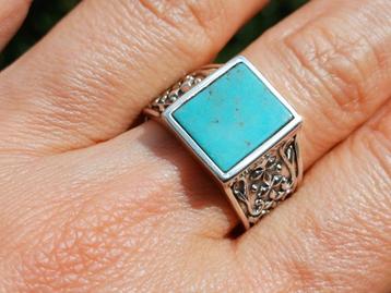 Vanoli 925 zilveren heren ring met turquoise maat 19 beschikbaar voor biedingen