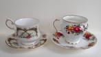 Queens Fine Bone China, Rosina twee porselein theekopjes, Antiek en Kunst, Antiek | Servies los, Ophalen of Verzenden
