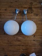 Twee vintage kamerlampen met glazen bol, Huis en Inrichting, Ophalen, Gebruikt, Glas, Vintage