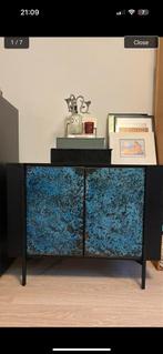 Morland Dressoir - Zwart Manghout & Blauw Patina - Nieuwstaa, Huis en Inrichting, Kasten | Dressoirs, Ophalen, Met plank(en), 50 tot 100 cm