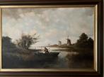 Schilderij F.L. Corsius: Molens en boot, Antiek en Kunst, Ophalen