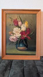 Antiek schilderij, stilleven tulpen in vaas, Antiek en Kunst, Ophalen