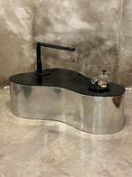 Schitterende Design salontafel, Karl Springer Coffee table, 50 tot 100 cm, Gebruikt, Rechthoekig, Metaal