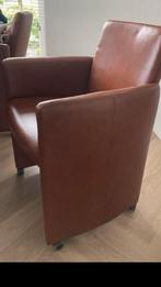 Cognac leren vergader/eetkamerstoelen - 2 stuks, Ophalen, Minder dan 75 cm, Leer, Zo goed als nieuw
