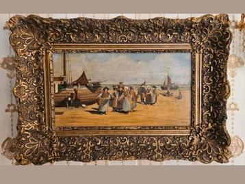 SCHEVENINGEN 65x45cmZEEGEZICHTANTIEK  op paneelH.DE JONG  beschikbaar voor biedingen