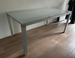 Glazen eettafel - mat glas - uitschuifbaar - 165-225 x 90 cm, Huis en Inrichting, Ophalen, 50 tot 100 cm, Zo goed als nieuw, Vijf personen of meer