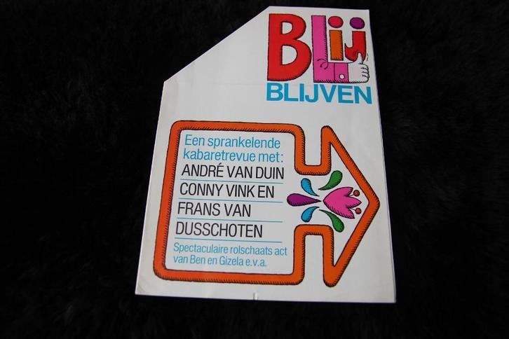 Blij blijven. Kabaretrevue Andre van Duin, Conny Vink Frans, Verzamelen, Muziek, Artiesten en Beroemdheden, Gebruikt, Ophalen of Verzenden