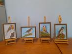 PARTIJ 9 -4  x vogelschilderij puttertje  mus etc eigen werk, Ophalen of Verzenden