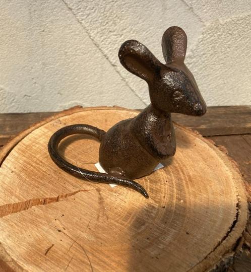 GIETIJZEREN MUIS KRULSTAART M NIEUW, Tuin en Terras, Tuinbeelden, Nieuw, Dierenbeeld, Metaal, Ophalen of Verzenden