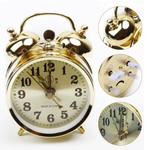 Vintage stijl metalen klok met wekker goudkleurig (7cm), Ophalen of Verzenden, Nieuw, Analoog, Wekker of Tafelklok