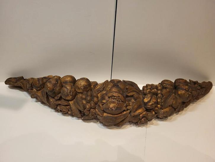 Antieke houten bloemslinger met fruit, 19e eeuw, Antiek en Kunst, Kunst | Beelden en Houtsnijwerken, Ophalen of Verzenden