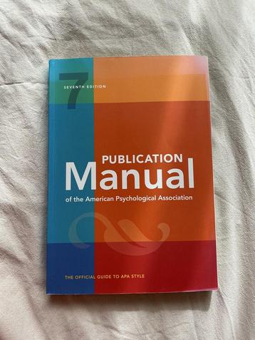 APA Publication Manual 7th Edition - Zo goed als nieuw beschikbaar voor biedingen