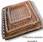 3 pcs rivièra maison rustic rattan open weave baskets, Huis en Inrichting, Woonaccessoires | Schalen en Manden, Ophalen of Verzenden