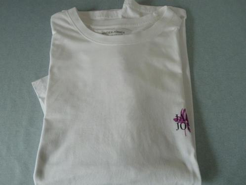 wit tshirt met paarse opdruk van Jack & Jones mt XXL, Kleding | Heren, T-shirts, Zo goed als nieuw, Overige maten, Wit, Ophalen of Verzenden