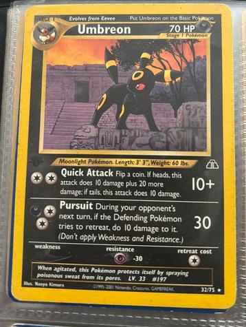 Pokemonkaart (Umbreon #32 / 1st edition) beschikbaar voor biedingen