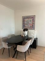 Ovale eettafel zwart met 4 stoelen, Gebruikt, 100 tot 150 cm, Ophalen of Verzenden, Vier personen