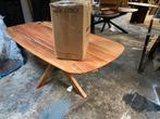 Tafel deens ovaal 200x100 naturel acacia houten matrixpoot, Ophalen, 100 tot 150 cm, Vijf personen of meer, Ovaal