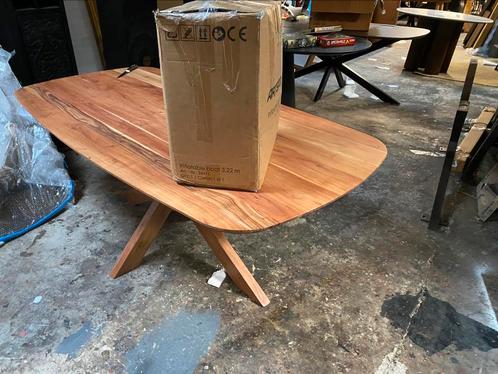 Tafel deens ovaal 200x100 naturel acacia houten matrixpoot, Huis en Inrichting, Tafels | Eettafels, Nieuw, 100 tot 150 cm, 200 cm of meer