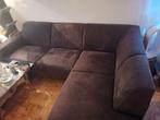 Hoekbank bruin suede leer, 2 jaar oud, zo goed als nieuw, Ophalen, Leer, Zo goed als nieuw, 150 cm of meer