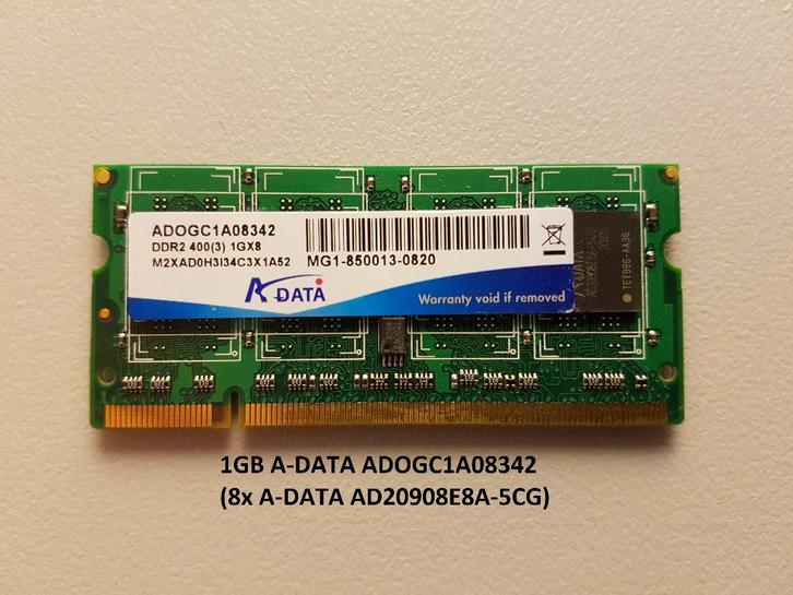 Vintage 200-pins DDR2 SODIMM (PC2-3200/4200/5300), Computers en Software, RAM geheugen, Gebruikt, Laptop, 1 GB of minder, DDR2