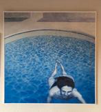 Modern schilderij zwemmer in blauw acryl/airbrush, Ophalen