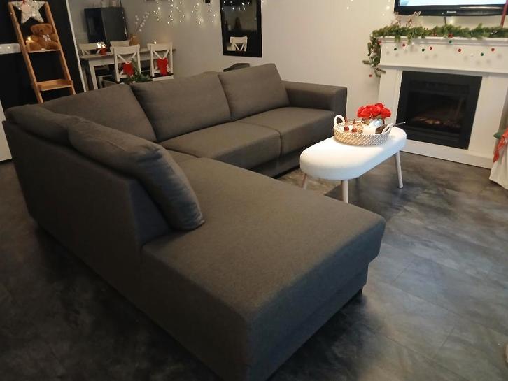 Hoekbank  antrasiet hoek rechts, Huis en Inrichting, Banken | Bankstellen, Gebruikt, Hoekbank, Vierpersoons of meer, 250 tot 300 cm