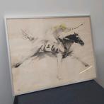 Houtskool tekening paardenrace, Ophalen