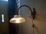 Sfeervolle vintage wandlamp brons koper glazen kap muurlamp., Antiek en Kunst, Ophalen of Verzenden