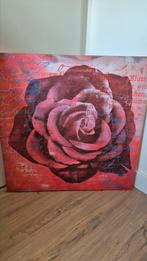 Afdruk roos op doek, Huis en Inrichting, Ophalen, Zo goed als nieuw, Schilderij, 75 tot 100 cm