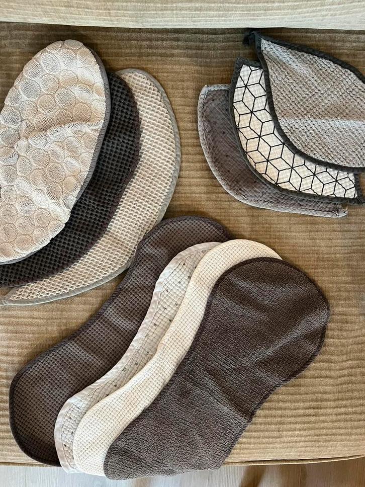 10 spuugdoeken grijstinten handgemaakt, Kinderen en Baby's, Babyvoeding en Toebehoren, Zo goed als nieuw, Overige typen, Ophalen of Verzenden