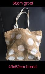 Strand tas boodschappen linnen dubbelzijdig 52x43cm groot, Ophalen of Verzenden, Zo goed als nieuw, Beige, Overige typen