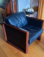 Fauteuil, stoel,zwart leer, Huis en Inrichting, Fauteuils, Ophalen, Zo goed als nieuw, 50 tot 75 cm, Leer